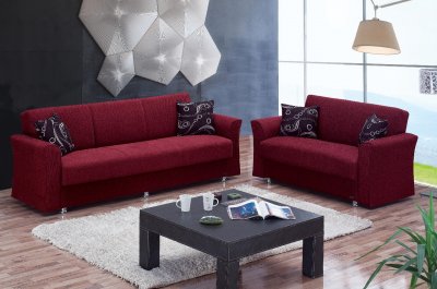 Ohio Sofa Bed in Burgundy Fabric by Empire w/Optional Loveseat
