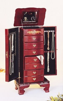 Mahogany Finish Elegant Deluxe Jewelry Armoire [CRA-604-3014]