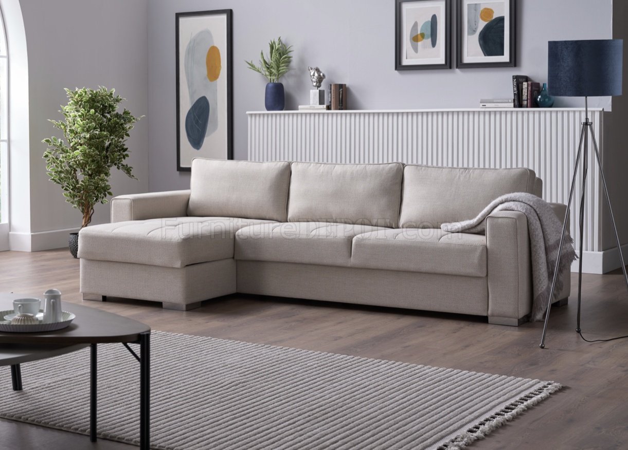 Sectional Sofa in Beige Fabric by Bellona