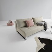 Supremax Sofa Bed in Natural w/Chromed Steel Legs by Innovation