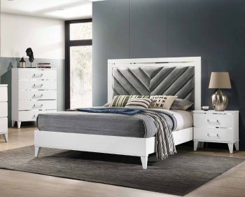 Chelsie 5Pc Bedroom Set 27390 in White & Gray w/Options [AMBS-27390 Chelsie]