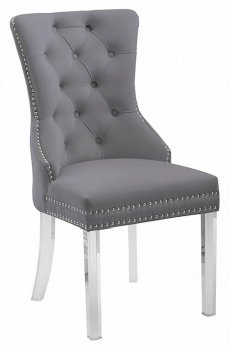 Casanova Dining Chair Set of 2 in Gray Velvet [BDDC-Casanova Gray]