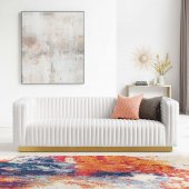 Charisma Sofa in White Velvet Fabric by Modway w/Options