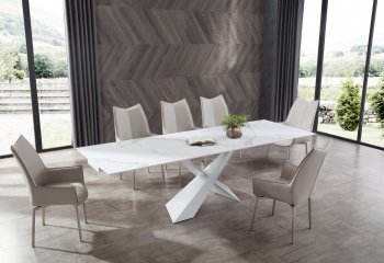 9113 Dining Table in White by ESF w/Optional 1218 Gray Chairs [EFDS-9113-1218 Gray]