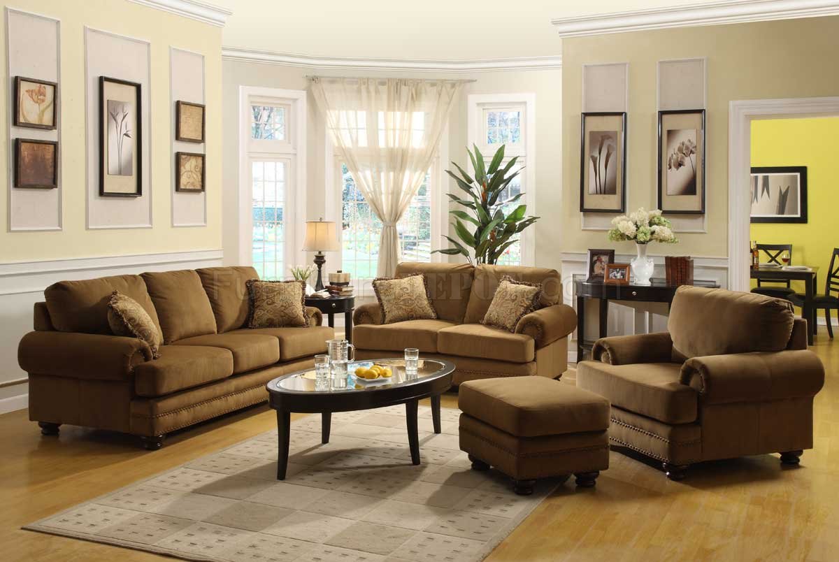 Lush Pecan Velvet Classic Sofa w/Bun Feet & Optional Items