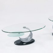 Glass Top Coffee Table with Black Marble Base