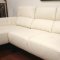 Cream Leather Contemporary L-Shaped Sectional Sofa w/High Back