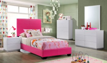 8103-P Lola Bedroom 4Pc Set in Pink & White by Global w/Options [GFBS-8103-P-Lola]
