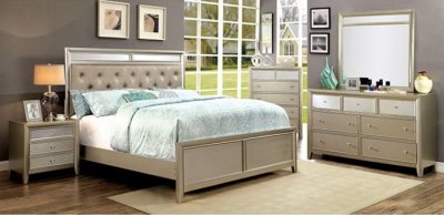 Briella CM7101 Bedroom in Silver Tone w/Options