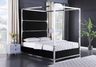 LCL-B07 Upholstered Bed in Black Velvet