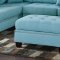 F6505 Sectional Sofa in Light Blue Fabric by Boss w/ Ottoman