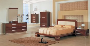 5 Piece Modern Platform Bedroom in High Gloss Mahogany Finish [GFBS-74-GB990 Mahogany]
