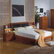 Cherry Color Modern Bedroom Set With Tapered Legs