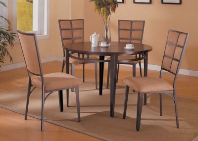 Contemporary Dinette Set With Cherry Finish Round Top