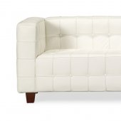 White Leather Modern Living Room Furniture With Tufted Seats