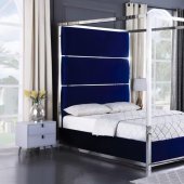 LCL-B07 Upholstered Bed in Blue Velvet
