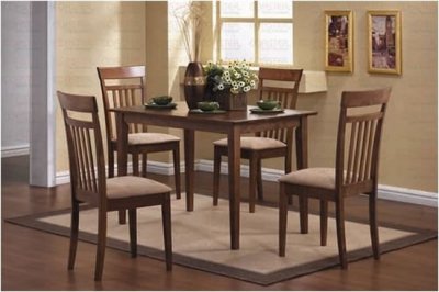 5 Pc Walnut Finish Contemporary Dinette With Cushioned Seats