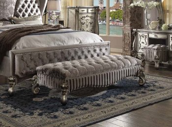 Versailles Bench 96820 in Fabric & Antique Platinum by Acme [AMBN-96820 Versailles]