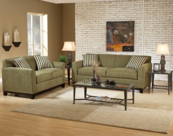 Sage Fabric Casual Modern Living Room Sofa & Loveseat Set [CHFS-CU-7100]