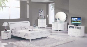 Emily Bedroom in White High Gloss by Global w/Options [GFBS-Emily White]