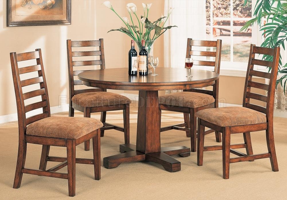 Distressed Walnut Dining Room Furniture W/Round Table
