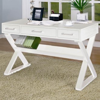 White Finish Modern Home Office Desk w/Criss-Cross Legs