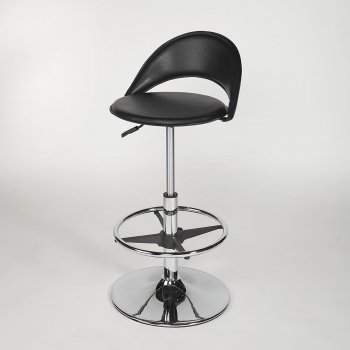 Black Plastic Seat Set of 2 Swivel Barstools w/Chrome Base [CYBA-6126-Black]