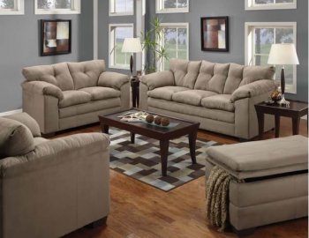 Stone Microfiber Sofa & Loveseat Set w/Pillow Top Seating [UDS-6565-Mineral]