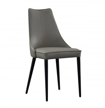 Milano Dining Chair Set of 2 in Light Gray Leather by J&M [JMDC-Milano Light Gray]