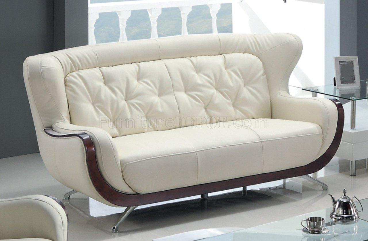 white bonded leather sofa chair