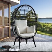 Penelope Patio Lounge Chair OT01098 Light Gray & Black by Acme