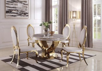 Kendall Dining Table 190381 in Gold by Coaster w/Options [CRDT-190381-Kendall]