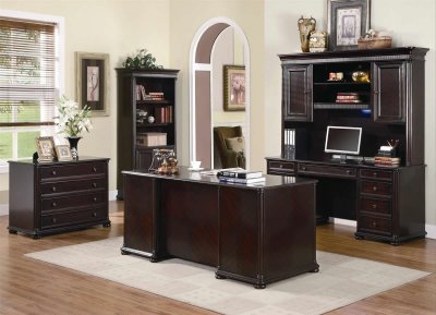 Rich Dark Brown Finish Classic Office Desk w/Optional Items