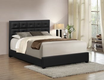 B145 Upholstered Bed in Black [EGB-B145]
