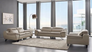 973 Sofa in Light Grey Leather by ESF w/Options [EFS-973 Light Grey]