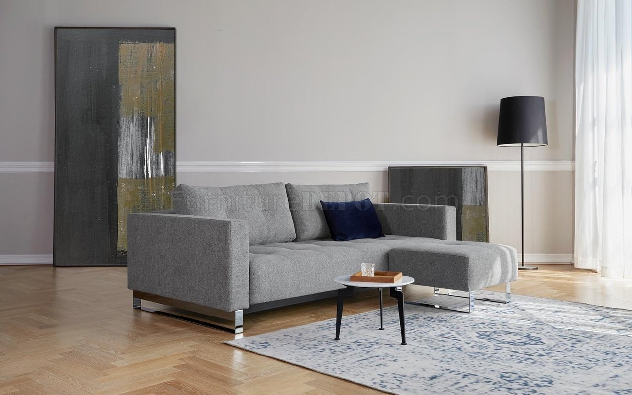 Cassius Sofa Bed Light Grey 538 by Innovation w/Chromed Legs - Click Image to Close