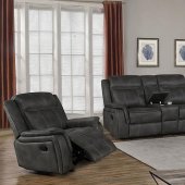 Lawrence Motion Sofa 603504 in Charcoal by Coaster w/Options