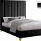 Via Upholstered Bed in Black Velvet Fabric by Meridian