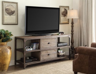 Gorden TV Stand 91504 in Antique Oak Finish by Acme