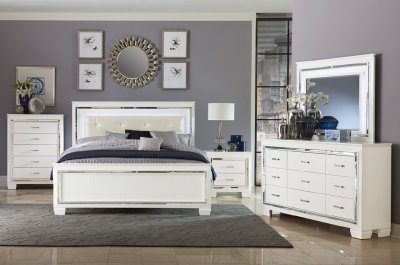 Allura Bedroom 5Pc Set 1916W in Pearl White by Homelegance