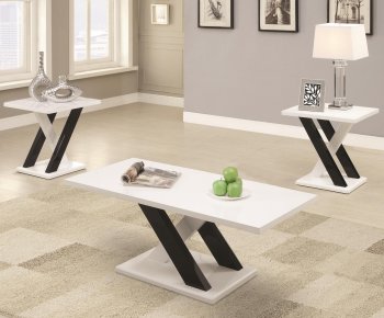 701011 3Pc Coffee Table Set in White & Black by Coaster [CRCT-701011]