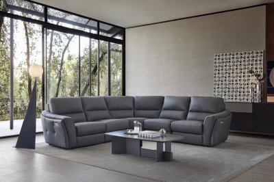 S238 Power Motion Sectional Sofa 5Pc Dark Gray by Beverly Hills