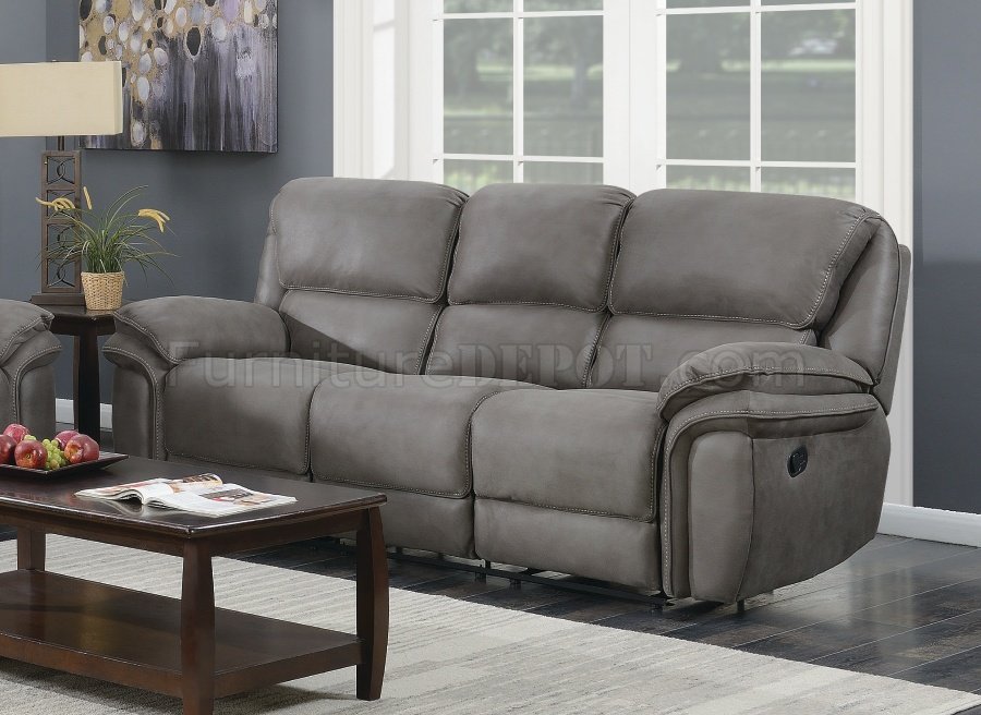 Bmw Power Reclining Sofa In Grey, Sectional Recliner Sofas Microfiber