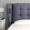 Milan Upholstered Bed Slate Blue Full Leather by Beverly Hills