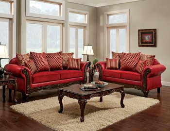 Marcus Sofa SM7640 in Red Leatherette & Fabric w/Options [FAS-SM7640-Marcus]