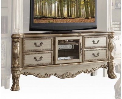 Dresden TV Stand 91333 in Bone by Acme w/Optional Wall Unit