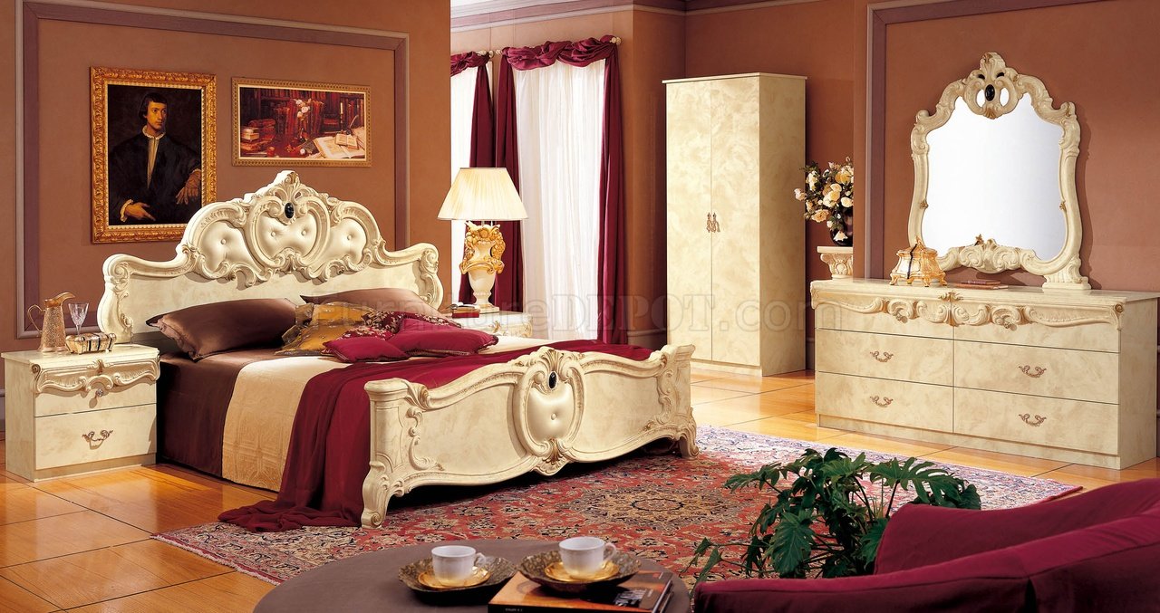 Barocco Ivory Bedroom w/Optional Case Goods by Camelgroop, Italy - Click Image to Close
