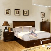 CM7807 Enrico V Bedroom in Brown Cherry w/Platform Bed & Options