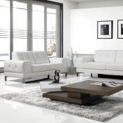 White Leatherette Contemporary Sofa w/Metal Legs & Options