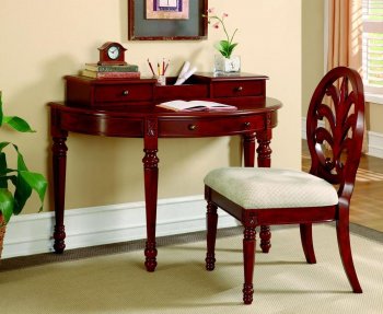 Deep Brown Finished Home Office Desk w/Accent Designs [CROD-457-800715]